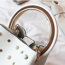 studded bag bucket bag white bag edgability handle view