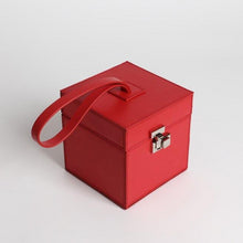 classy red leather box bag edgability top view