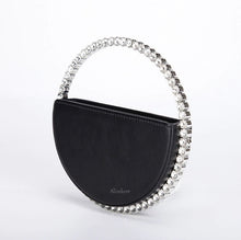 semi circle diamond crystals studded bag edgability side view