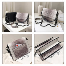 grey ombre snakeskin sling bag with chain edgability detail view