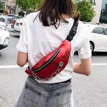 metallic red belt bag bum bag waist bag edgability model view