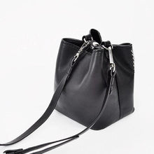 black bucket bag studded bag edgability back view