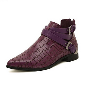 flat croc skin ankle boots edgability