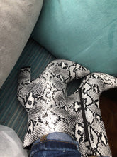 snakeskin boots heeled boots ankle boots edgability model view