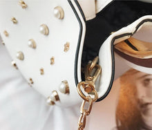 studded bag bucket bag white bag edgability top view