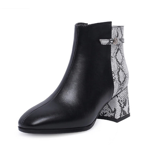 black boots ankle boots snakeskin boots with block heels edgability