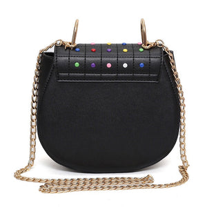 multicoloured studded bag black bag edgability back view