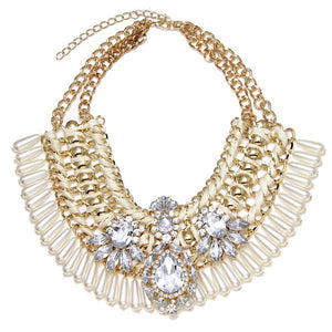 embroidered and pearls gold statement necklace edgability