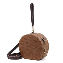 rattan bag round bag box bag wristlet with scarf edgability front view