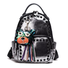 black rivets silver backpack front view edgability