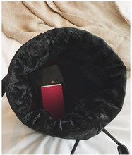 pearl studded black drawstring bag edgability inside view