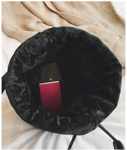 pearl studded black drawstring bag edgability inside view