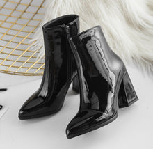 patent leather boots black boots ankle boots edgability top view