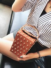 studded bag box bag tan bag edgability model view
