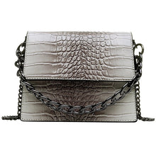 grey ombre snakeskin sling bag with chain edgability