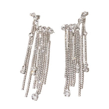 rhinestone crystal long drop dangler earrings with clasps front view