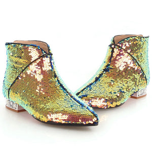 metallic gold sequins ankle boots edgability full view