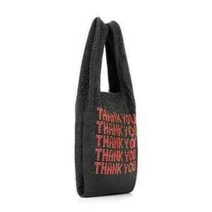 sparkly crystals rhinestones black bag edgability side view