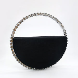 semi circle diamond crystals studded bag edgability front view