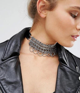 leather silver choker ethnic edgability model view