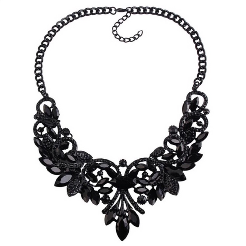 floral design statement jewelry black necklace edgability