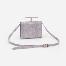 grey snakeskin clutch bag with gold handle edgability back view