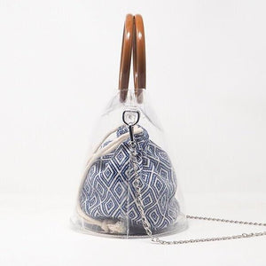 aztec bucket bag clear bag edgability side view