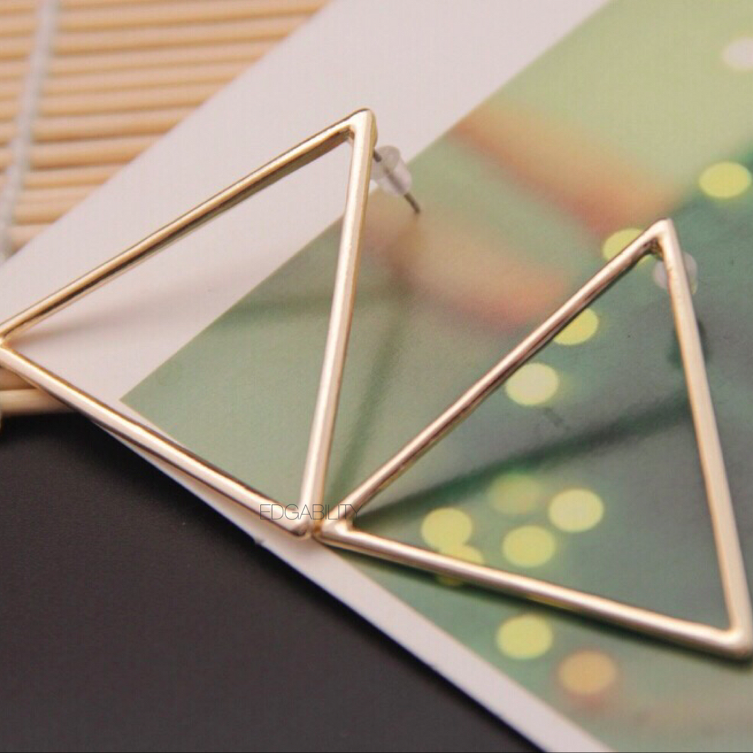 triangle earrings gold earrings edgability top view