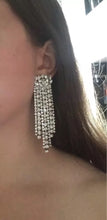 edgy classy silver crystal dangler earrings edgability model view