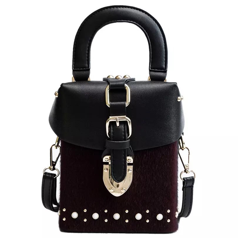 black box bag fur studded bag sling bag edgability