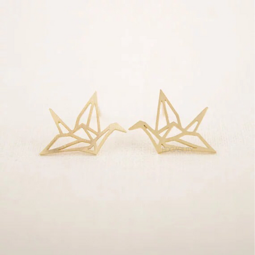 origami bird gold earrings edgability