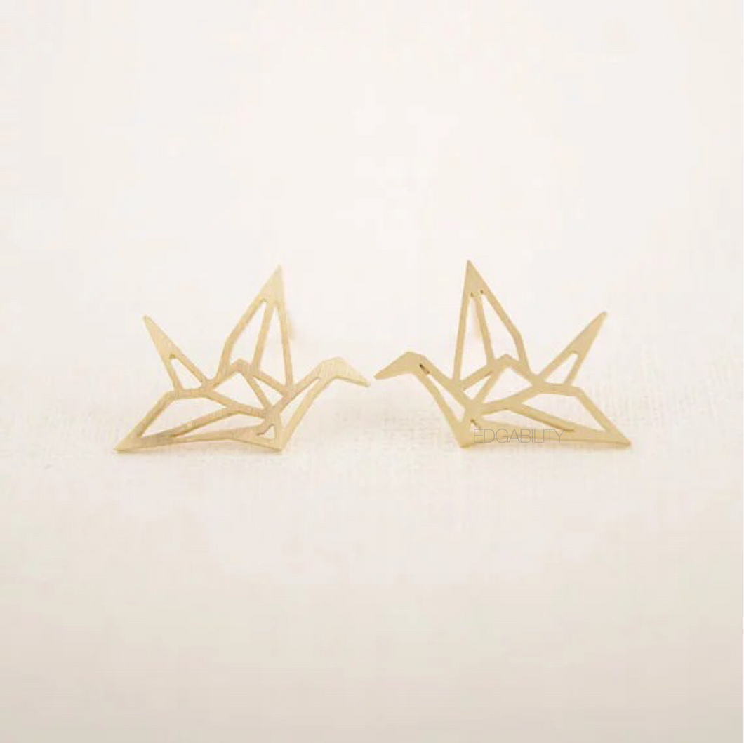 origami bird gold earrings edgability