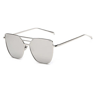 silver sunglasses with silver frames front view edgability