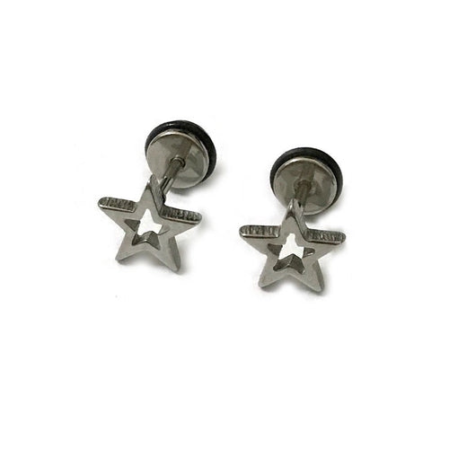 mini gunmetal star earrings studs edgability