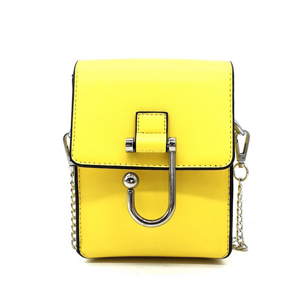 structured yellow sling bag front view edgability