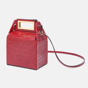 box bag snakeskin bag red bag bucket bag edgability angle view