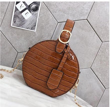 brown bag croc skin bag box bag round bag edgability front view