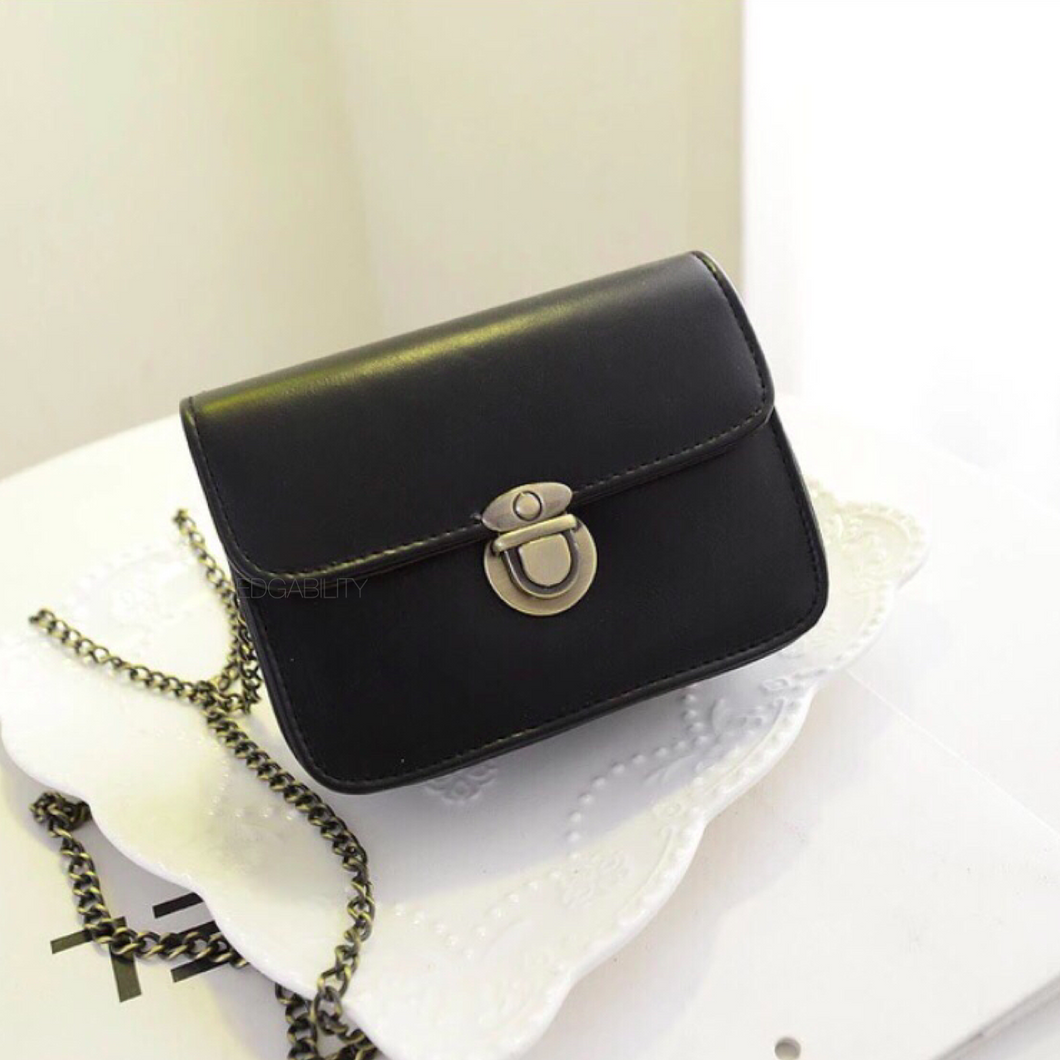 small black purse gunmetal clasp edgability