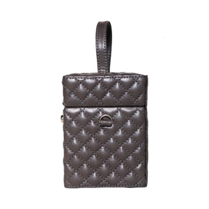 quilted grey box bag with top handle edgability side view