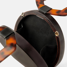 wood resin round box bag with handle edgability inside view
