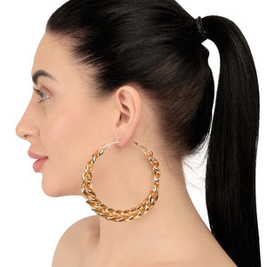 gold hoops metallic golden chains earrings edgability side view