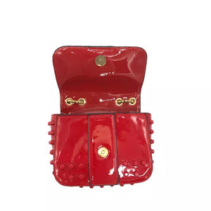 studded bag red sling bag edgability open view