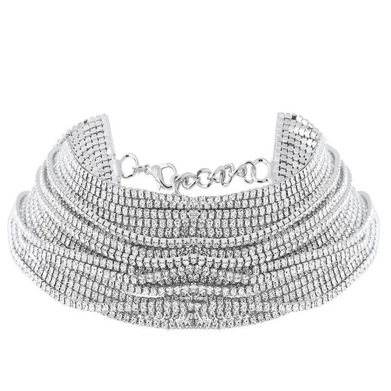 crystal layered statement necklace choker edgability