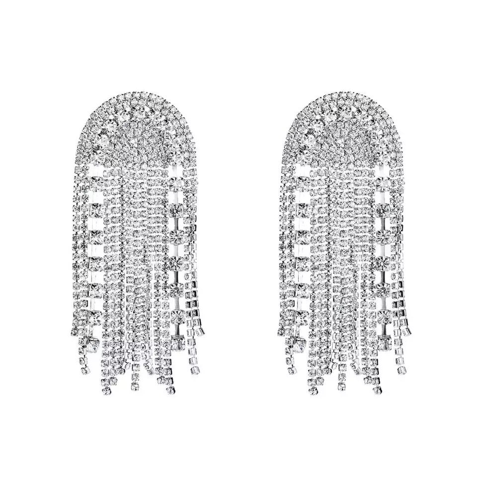 crystal tassels diamond dangle earrings statement jewelry edgability