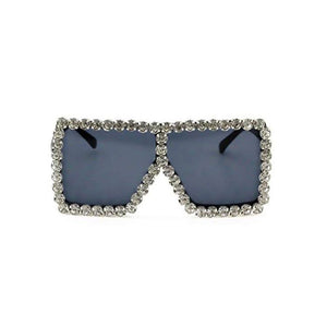 rhinestones crystals american diamond encrusted black sunglasses edgability front view
