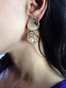statement earrings gold earrings with pearls edgability model view