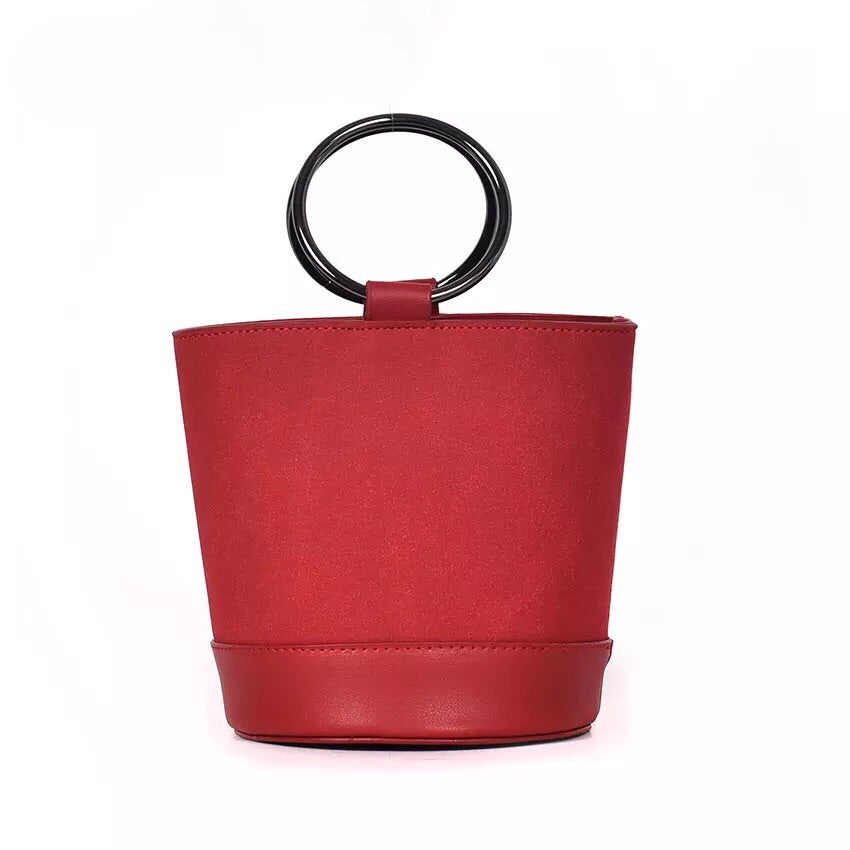 red bag bucket bag minimalist fashion edgability