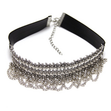 leather silver choker ethnic edgability front view