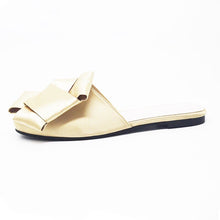 classy bow gold flats side view edgability
