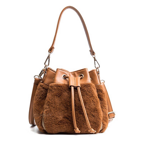 fur bag brown bag drawstring bag edgability